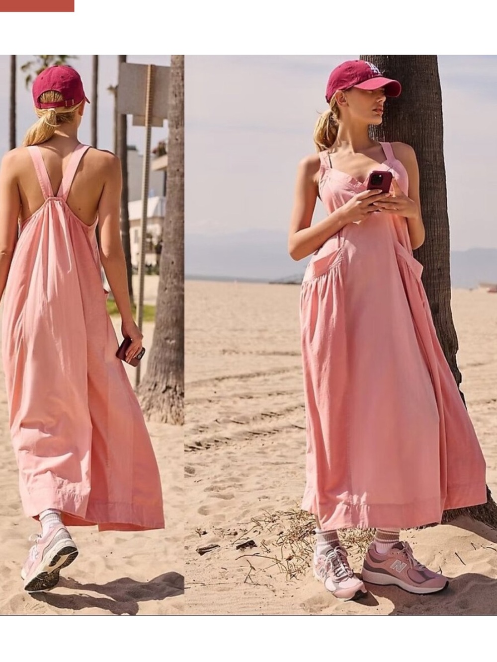 Anthropologie Daily Practice Island peach maxi dress Sz L